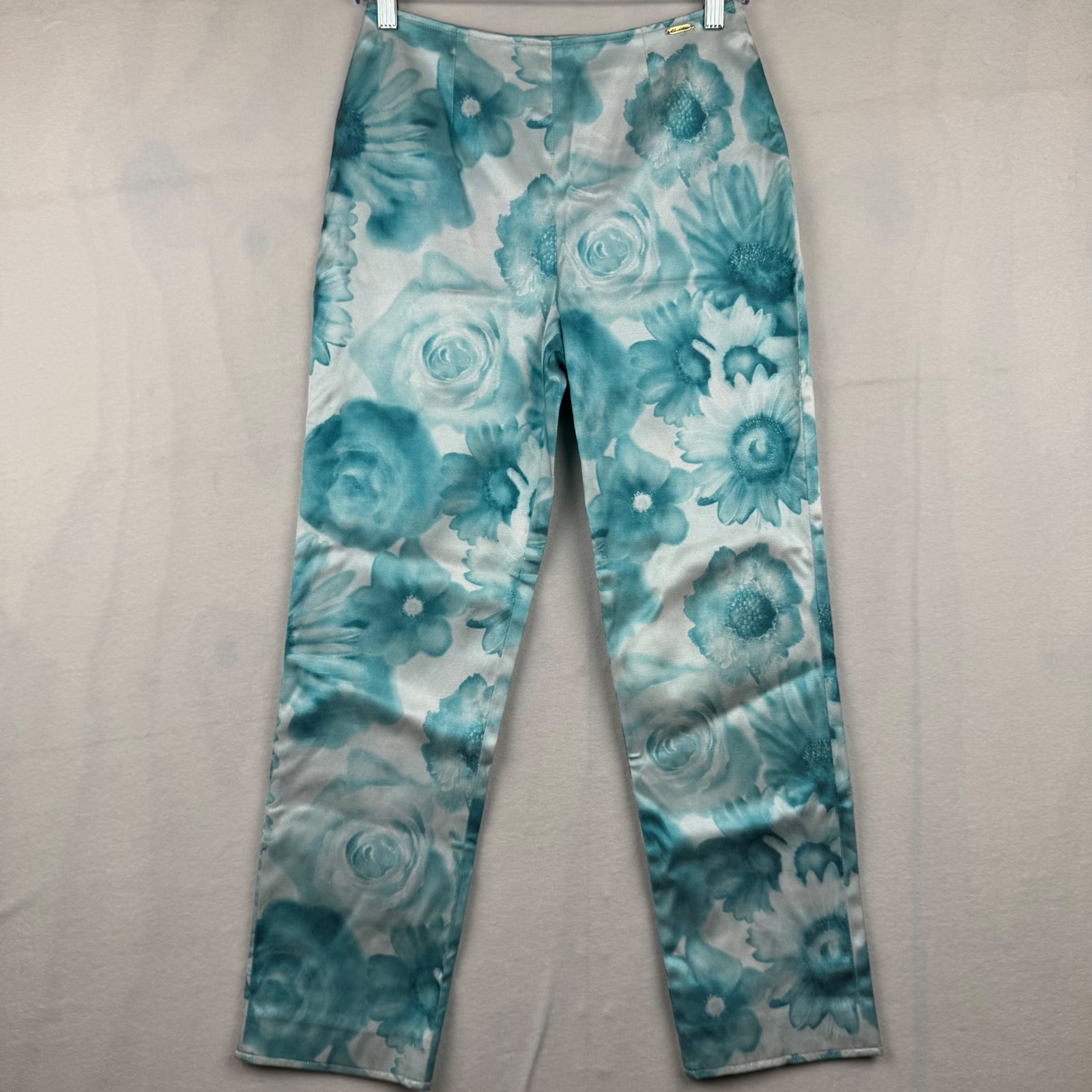 St. John Sport Floral Print Pants Women's Size 4 Blue Flowers